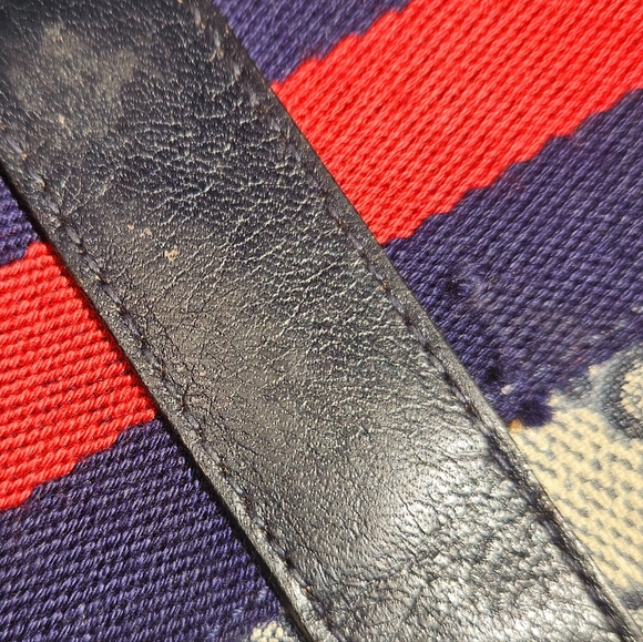 GUCCI BOSTON BAG VINTAGE SHERRY LINE GG SUPREME CANVAS NAVY RED UNISEX - Picture 12 of 13